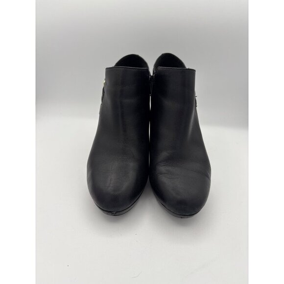 Clarks Womens Black Leather Ankle Booties Size 7 With Buckle & Zip Closure - Picture 2 of 6